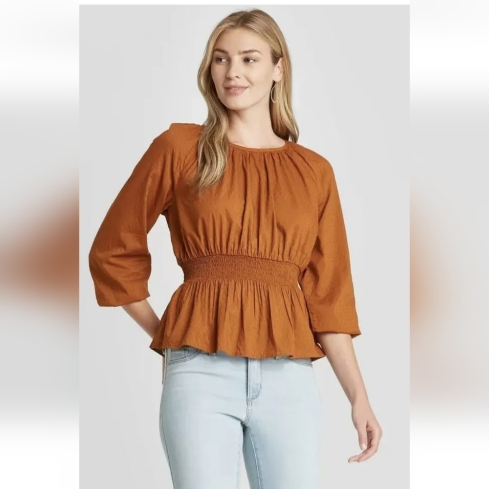 Universal Thread Bishop Sleeve Boho Blouse Size XXL Rust